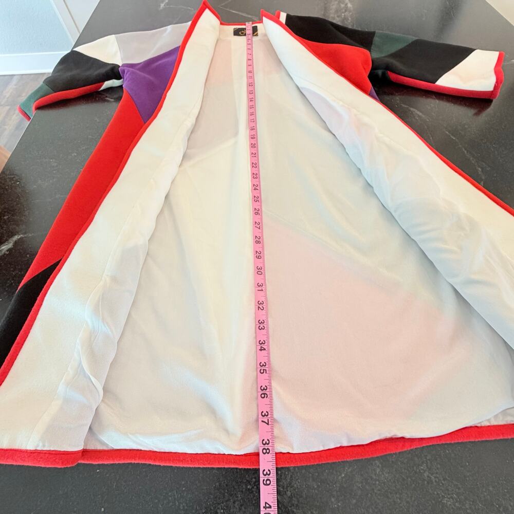 Vintage Chloe Paris Mod Colorblock Swing Coat Designer Trapeze M - Picture 9 of 12